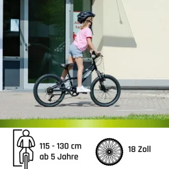 Galano GA20 Kinderfahrrad 18 Zoll 115 - 130 cm Mädchen Jungen Fahrrad ab 5 Jahre Mountainbike 7 Gänge MTB Hardtail Kinder Fahrrad