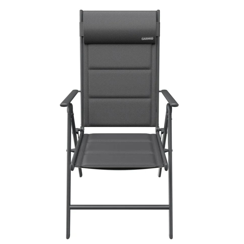 GARMIO® Gartenstuhl Balkonstuhl FLORENZ anthrazit, 7-fach verstellbar, klappbar, inkl. Nackenkissen, für Terrasse