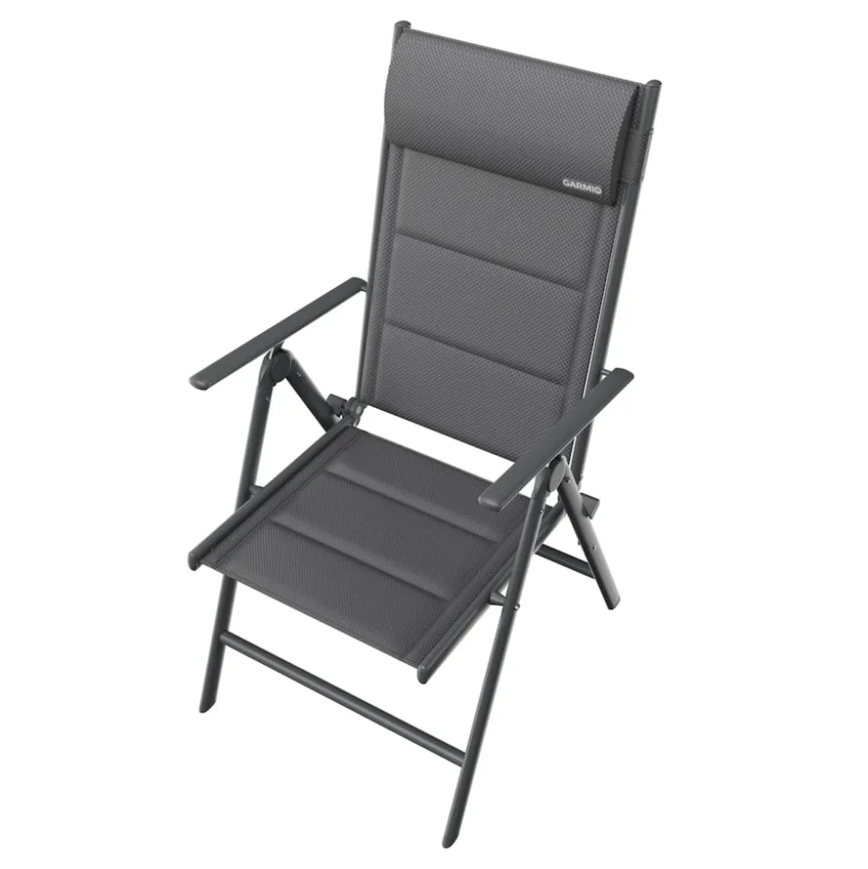 GARMIO® Gartenstuhl Balkonstuhl FLORENZ anthrazit, 7-fach verstellbar, klappbar, inkl. Nackenkissen, für Terrasse
