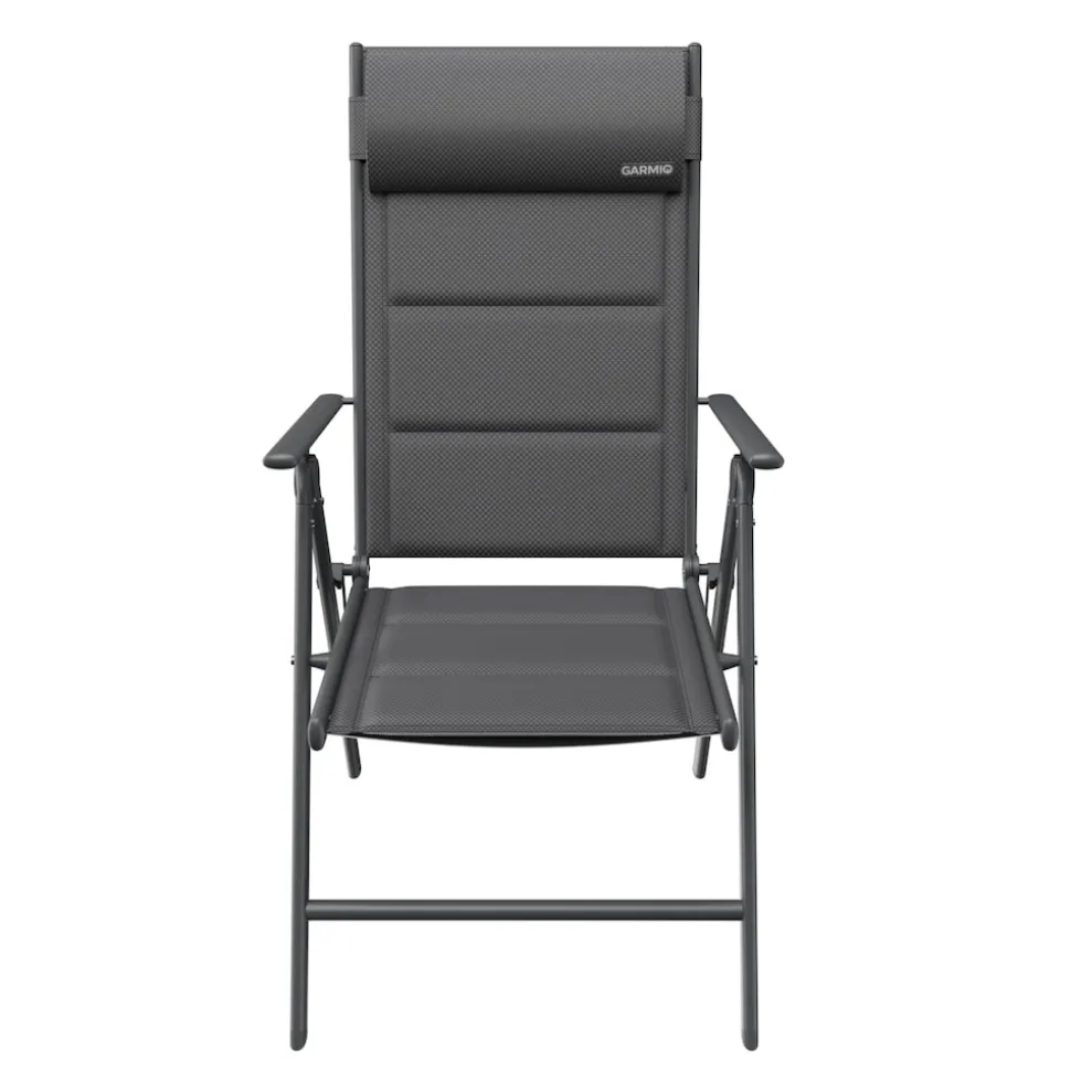 GARMIO® Gartenstuhl Balkonstuhl FLORENZ anthrazit, 7-fach verstellbar, klappbar, inkl. Nackenkissen, für Terrasse