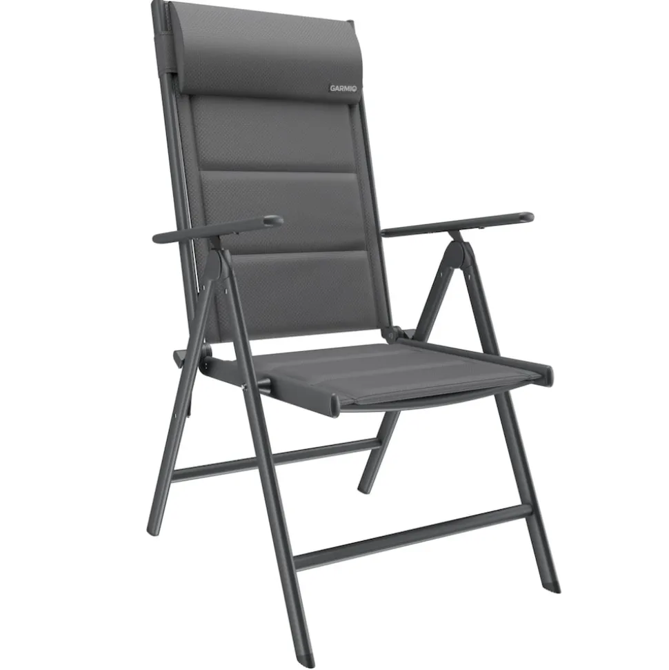 GARMIO® Gartenstuhl Balkonstuhl FLORENZ anthrazit, 7-fach verstellbar, klappbar, inkl. Nackenkissen, für Terrasse