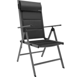 GARMIO® Gartenstuhl Balkonstuhl FLORENZ schwarz, 7-fach verstellbar, klappbar, inkl. Nackenkissen, für Terrasse