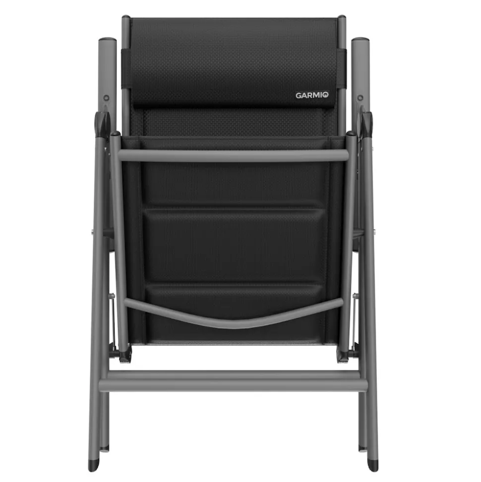 GARMIO® Gartenstuhl Balkonstuhl FLORENZ schwarz, 7-fach verstellbar, klappbar, inkl. Nackenkissen, für Terrasse