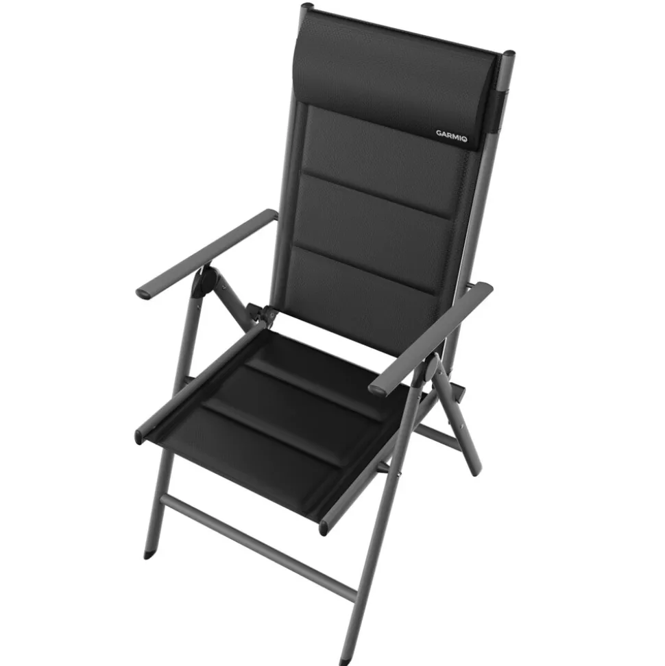 GARMIO® Gartenstuhl Balkonstuhl FLORENZ schwarz, 7-fach verstellbar, klappbar, inkl. Nackenkissen, für Terrasse