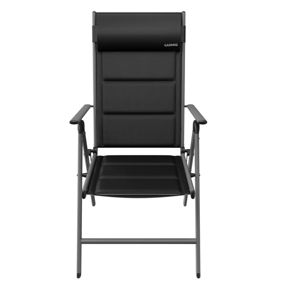 GARMIO® Gartenstuhl Balkonstuhl FLORENZ schwarz, 7-fach verstellbar, klappbar, inkl. Nackenkissen, für Terrasse