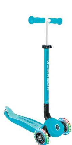 GLOBBER GO-UP ACTIVE LIGHTS 360 – 3 in 1 Aufsitzrad, Laufrad und Scooter, 120/80 mm, 3-rädrig, höhenverstellbar, blau