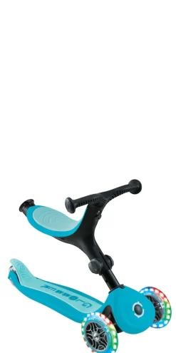 GLOBBER GO-UP ACTIVE LIGHTS 360 – 3 in 1 Aufsitzrad, Laufrad und Scooter, 120/80 mm, 3-rädrig, höhenverstellbar, blau