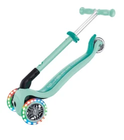 GLOBBER JUNIOR FOLDABLE LIGHTS – Tretroller, 120/80 mm, ABEC 9, 3-rädrig, LED-Leuchtrollen, mint