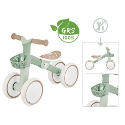 GLOBBER LEARNING BIKE – Aufsitzrad, Lernrad, 7 Zoll EVA-Bereifung, 4-rädrig, Sattel höhenverstellbar, salbei grün