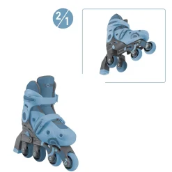 GLOBBER LEARNING SKATES 2in1 – Inline- und Quad-Skates Kinder, verstellbar Gr.26-29, ABEC 9, Rollengröße 48x24 mm, blau