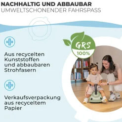 GLOBBER WALK N' ROLL 2in1 ECO – Lauflernwagen, Schiebeauto, Rutschauto, werkzeugloser Umbau, kippsicher, pistazie