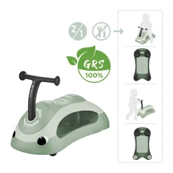 GLOBBER WALK N' ROLL 2in1 ECO – Lauflernwagen, Schiebeauto, Rutschauto, werkzeugloser Umbau, kippsicher, pistazie