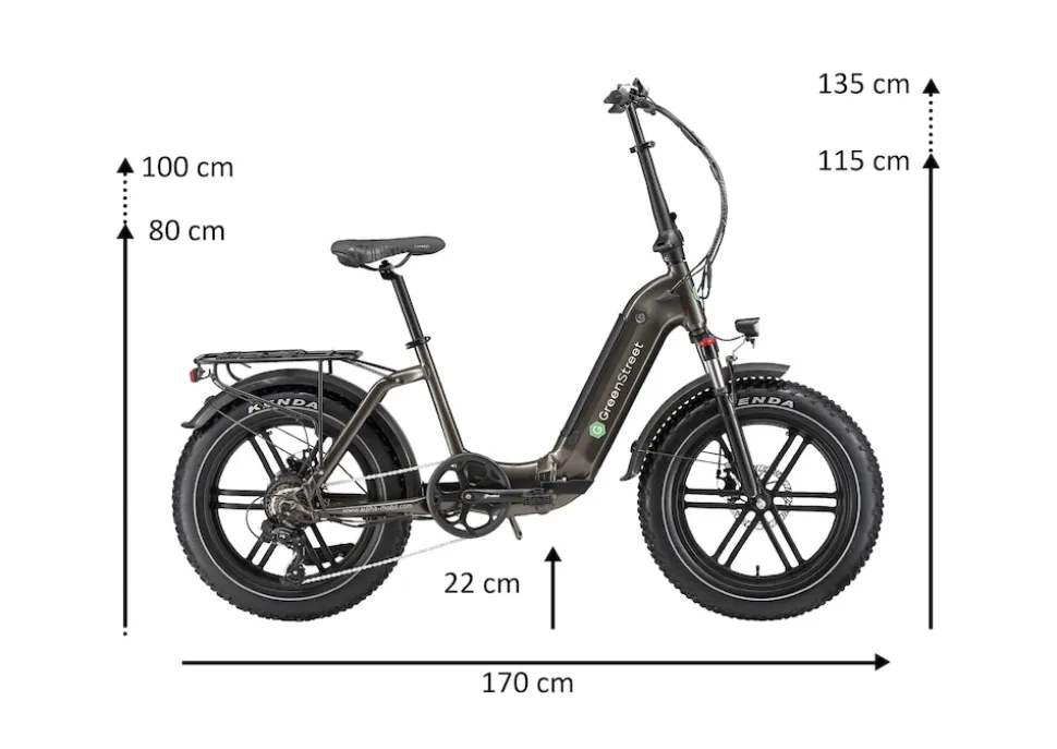 GreenStreet E-Bike Tiefeinsteiger Klapprad GS5 250 W 20 Zoll anthrazit