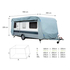 GreenYard Abdeckplane für Wohnwagen oder Wohnmobile Größe M 550 x 250 x 220 cm