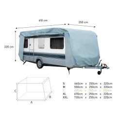 GreenYard Abdeckplane für Wohnwagen oder Wohnmobile Größe L 610 x 250 x 220 cm