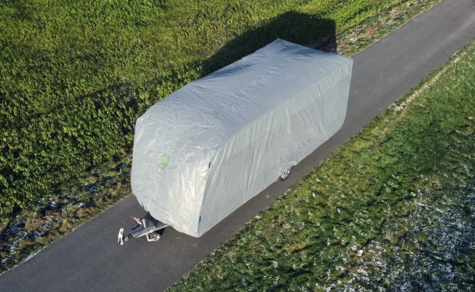 GreenYard Abdeckplane für Wohnwagen oder Wohnmobile Größe L 610 x 250 x 220 cm