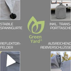 GreenYard Wohnwagen Abdeckplane mit Reflektoren Größe M | 550 x 250 x 220 cm
