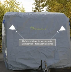 GreenYard Wohnwagen Abdeckplane mit Reflektoren Größe M | 550 x 250 x 220 cm