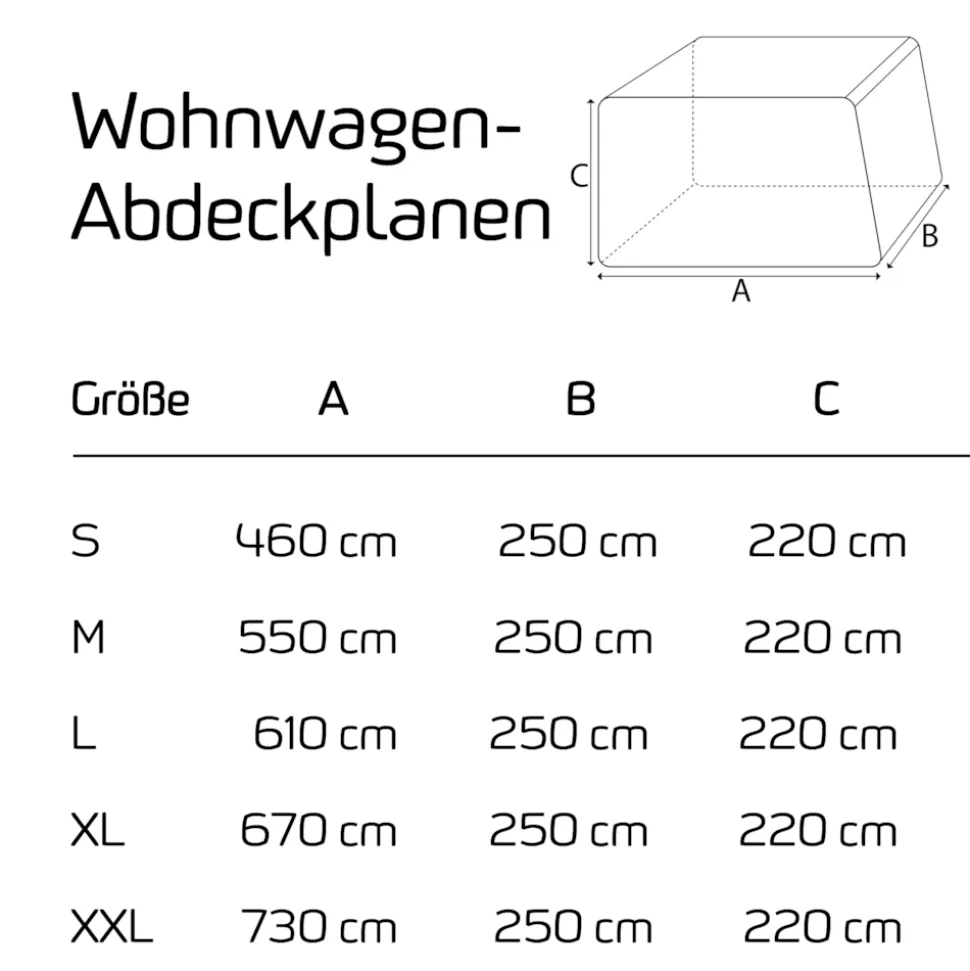 GreenYard Wohnwagen Abdeckplane mit Reflektoren Größe M | 550 x 250 x 220 cm