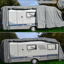 GreenYard Wohnwagen Abdeckplane mit Reflektoren Größe M | 550 x 250 x 220 cm