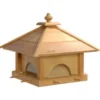 Großes Eiche-Vogelfutterhaus "4 Schubladen" mit Silo und Anflugstangen 49x49x39
