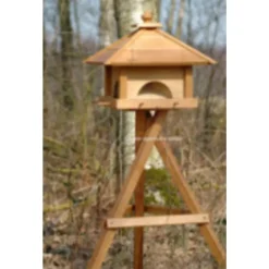 Großes Eiche-Vogelfutterhaus "4 Schubladen" mit Silo und Anflugstangen 49x49x39