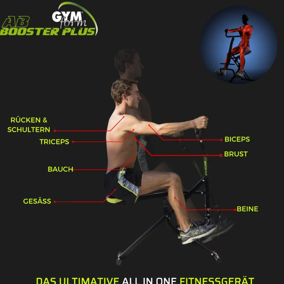 Gymform® Fitnessgerät für Zuhause klappbar - Trainingsgerät Ab Booster Plus