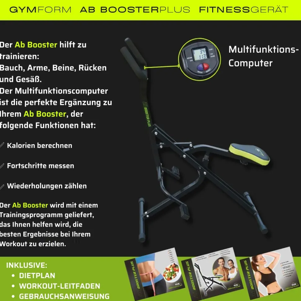 Gymform® Fitnessgerät für Zuhause klappbar - Trainingsgerät Ab Booster Plus