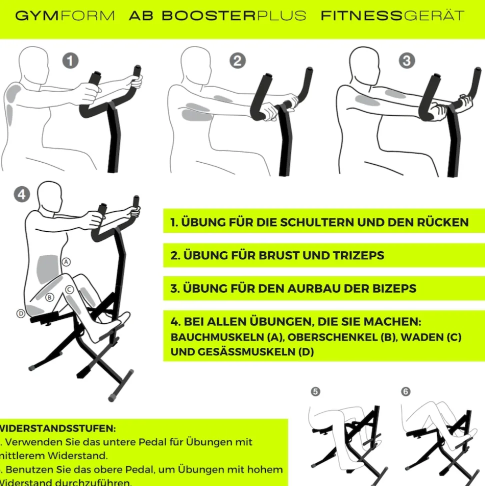 Gymform® Fitnessgerät für Zuhause klappbar - Trainingsgerät Ab Booster Plus