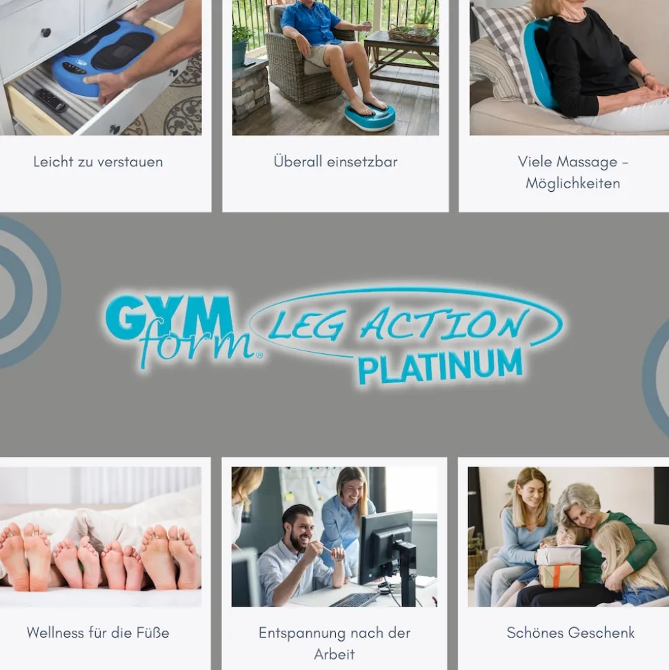 Gymform® Shiatsu Fußmassagegerät und Beinmassagegerät Leg Action Platinum