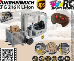 Happy People - Ferngesteuerter Gabelstapler - UPS Jungheinrich EFG 216 K Li-Ion (1:16) Spielzeuggabelstapler Stapler