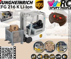 Happy People - Ferngesteuerter Gabelstapler - UPS Jungheinrich EFG 216 K Li-Ion (1:16) Spielzeuggabelstapler Stapler
