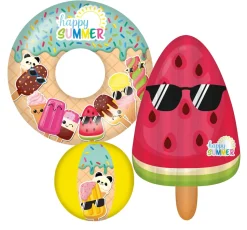 Happy People - Happy Summer 3er Strandset Wasserball, Schwimmring & Luftmatratze baden planschen