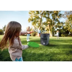 Happy People Wurfscheiben Spielset grün mit 2 Zielbehältern 2 Wurfscheiben und 4 Erdungsstiften