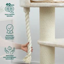 HAPPYPET Kratzbaum große Katzen 18 cm Stämme Katzenbaum 120 cm | Creme