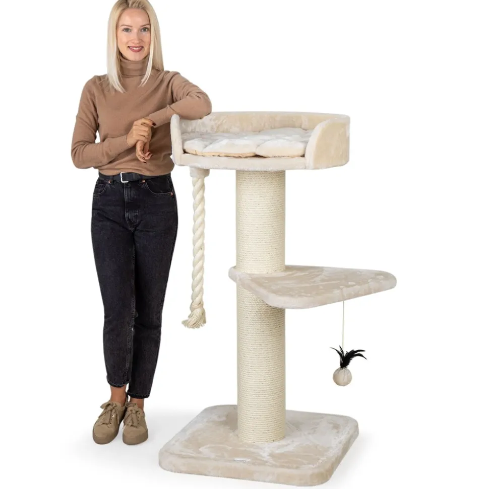 HAPPYPET Kratzbaum große Katzen 18 cm Stämme Katzenbaum 120 cm | Creme