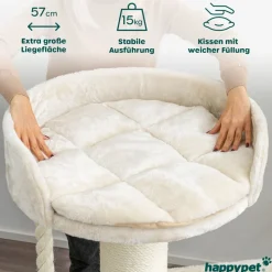 HAPPYPET Kratzbaum große Katzen 18 cm Stämme Katzenbaum 120 cm | Creme