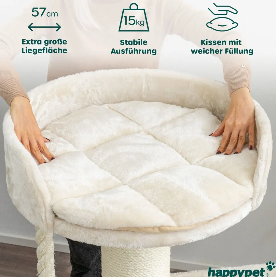 HAPPYPET Kratzbaum große Katzen 18 cm Stämme Katzenbaum 120 cm | Creme