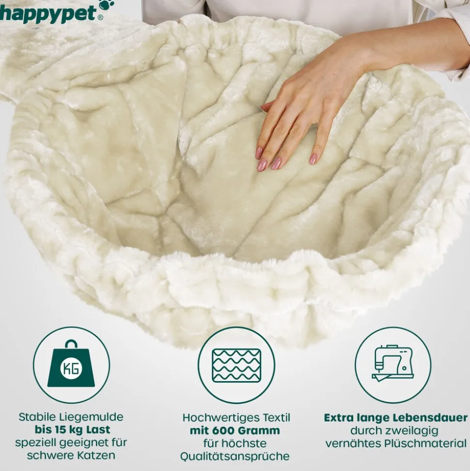 HAPPYPET Premium Kratzbaum 161 cm große Katzen stabil Katzenbaum | Creme