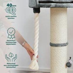 HAPPYPET Premium Kratzbaum Stabil für große Katzen Kletterbaum 100 cm | Grau BASIC