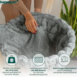 HAPPYPET Universal XXL Liegemulde für Kratzbaum Ø 45 cm, Grau | Grau