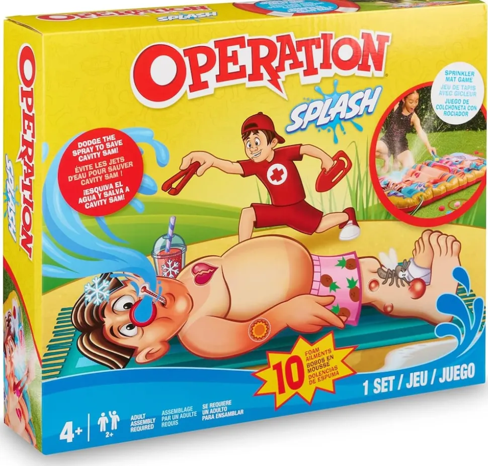 Hasbro Operation Splash Spritzmatte Spielmatte Geschicklichkeit Spiel Sommer Kinder ab 4 Jahren