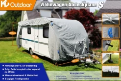 HC Outdoor Wohnwagen Abdeckplane Größe S 460 x 250 x 220 cm