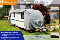 HC Outdoor Wohnwagen Abdeckplane Größe L 610 x 250 x 220 cm