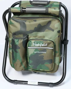 highfeld® Sitzrucksack Ansitzrucksack mit Hocker camouflage Campinghocker Angelhocker Falthocker