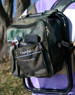highfeld® Sitzrucksack Ansitzrucksack mit Hocker camouflage Campinghocker Angelhocker Falthocker