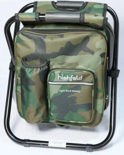 highfeld® Sitzrucksack Ansitzrucksack mit Hocker camouflage Campinghocker Angelhocker Falthocker