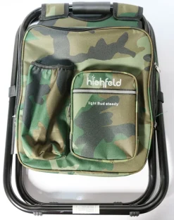 highfeld® Sitzrucksack Ansitzrucksack mit Hocker camouflage Campinghocker Angelhocker Falthocker