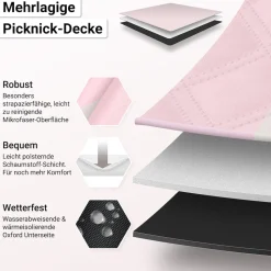HOEL Picknickdecke Rosa-Ivory