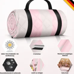HOEL Picknickdecke Rosa-Ivory